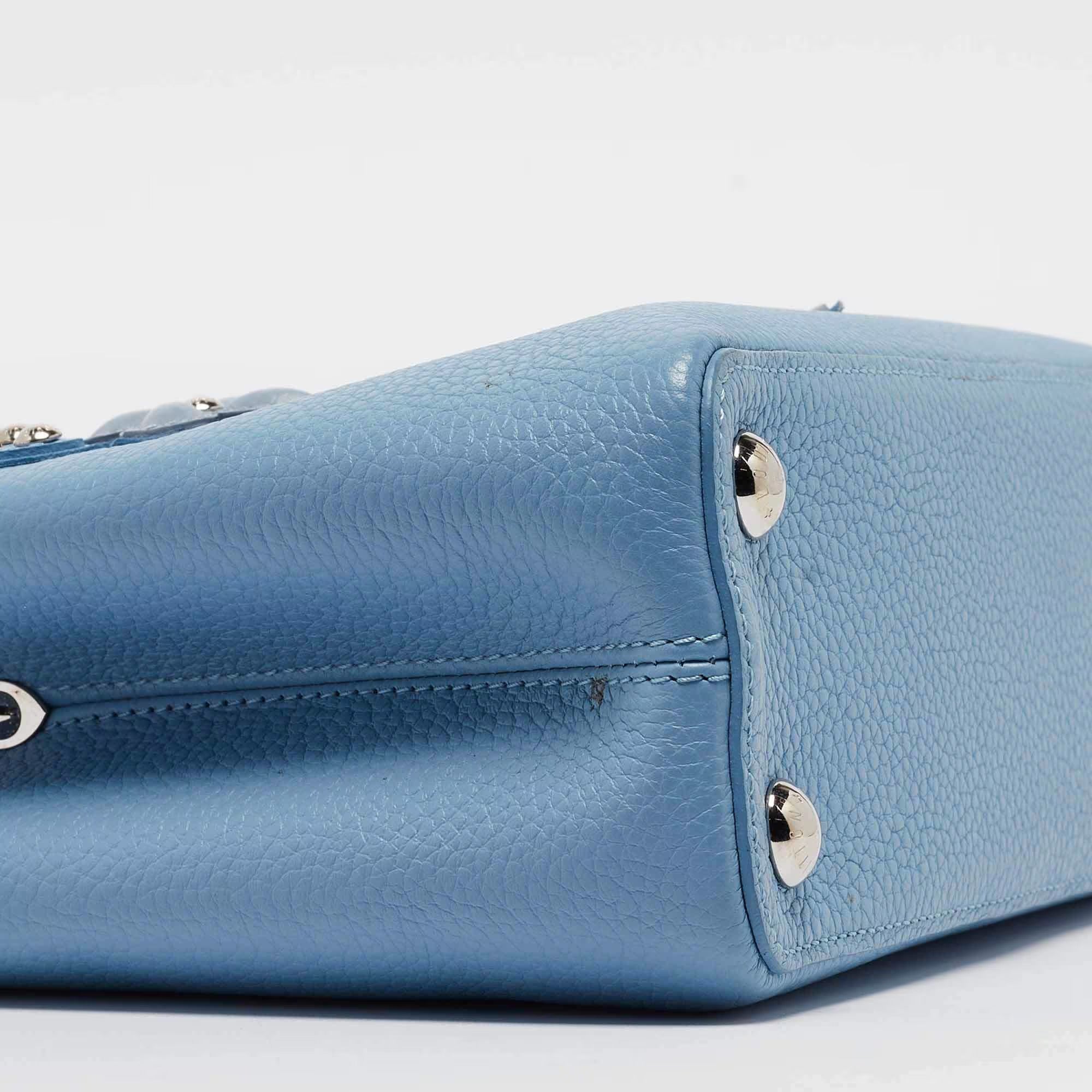 Louis Vuitton Light Blue Leather Mechanical Flower Capucines BB Bag