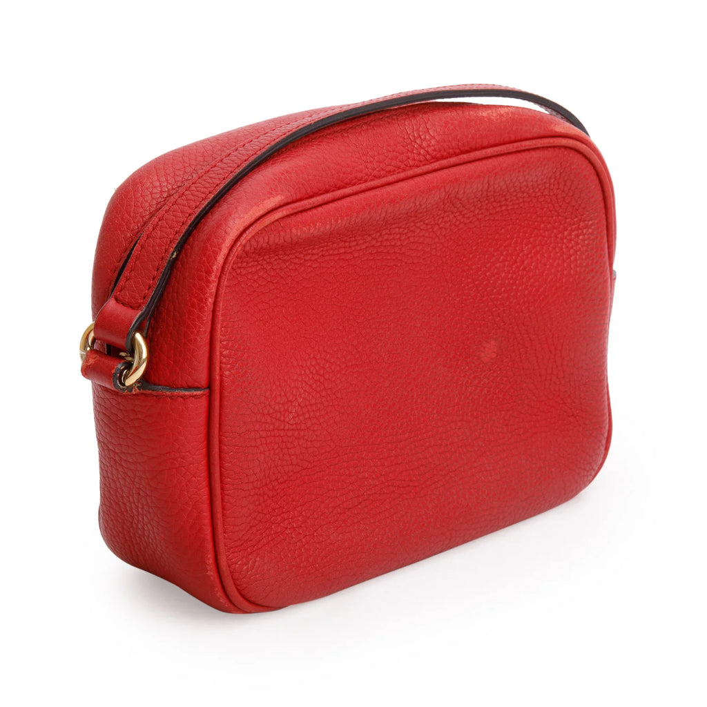 Gucci Red Pebbled Calfskin Leather Small Soho Disco Bag