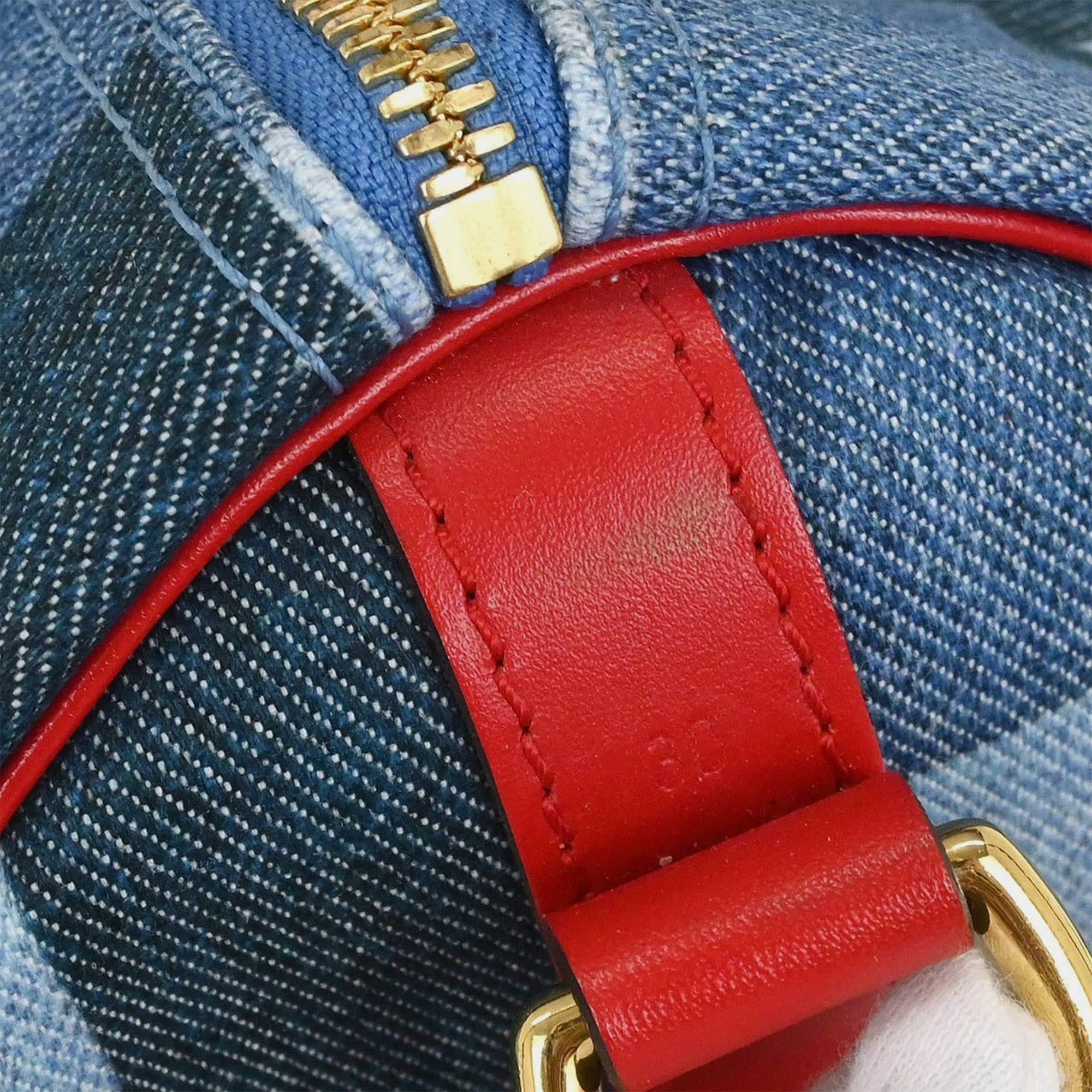 Louis Vuitton Speedy Bandouliere 30 Blue Denim Satchel Bag