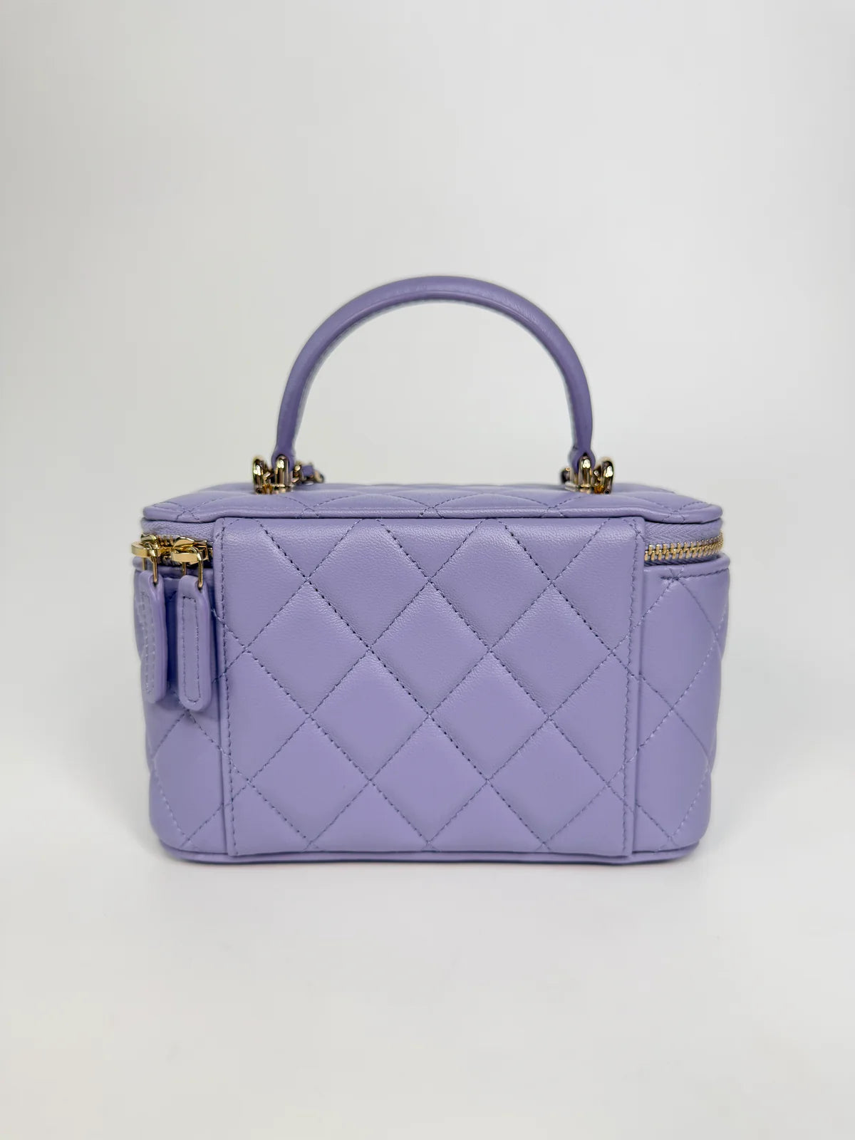 CHANEL MINI VANITY TOP HANDLE IN LILAC LAMBSKIN LEATHER WITH GOLD HARDWARE