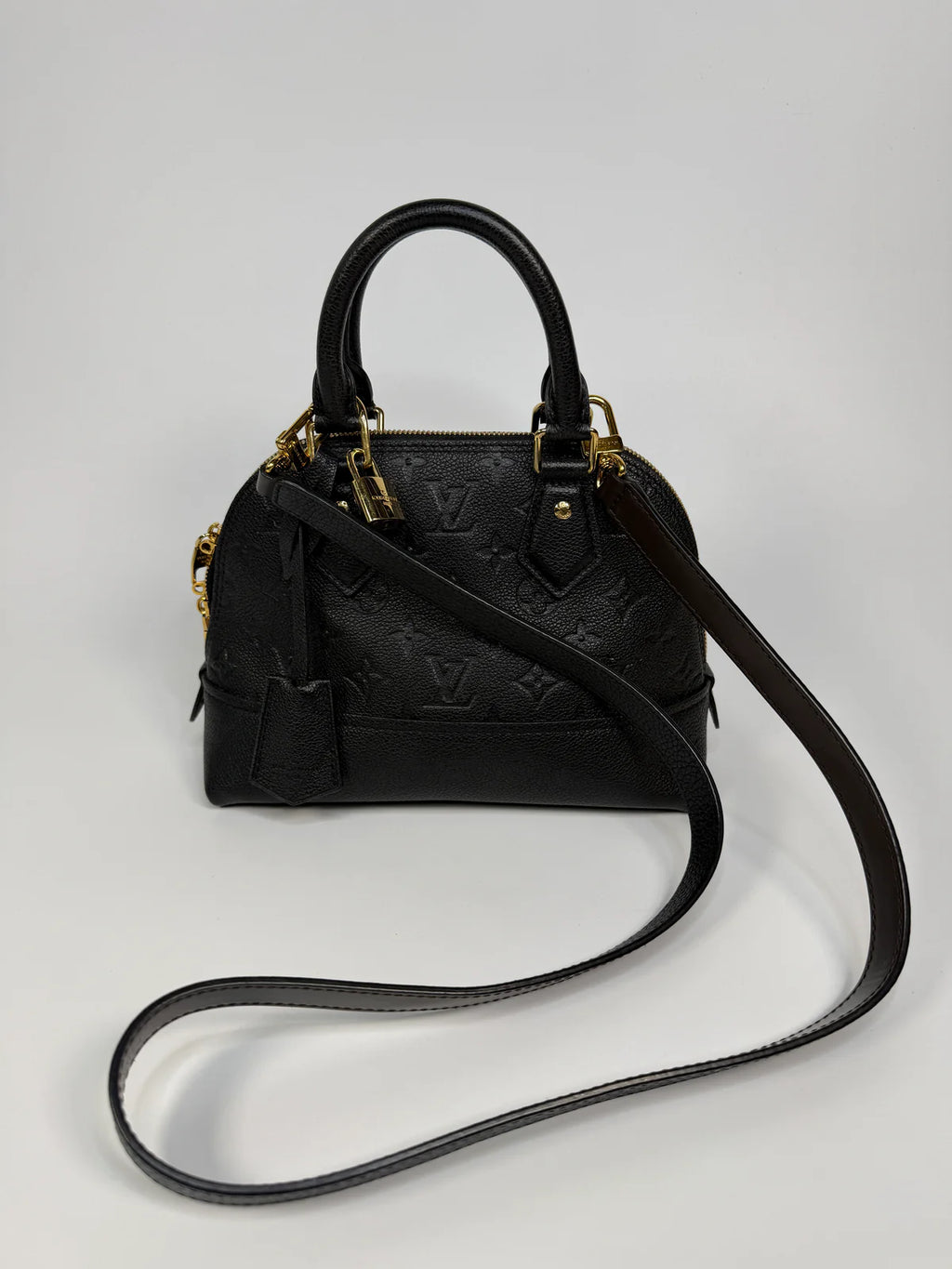 LOUIS VUITTON ALMA BB IN EMPREINTE BLACK MONOGRAM WITH GOLD HARDWARE