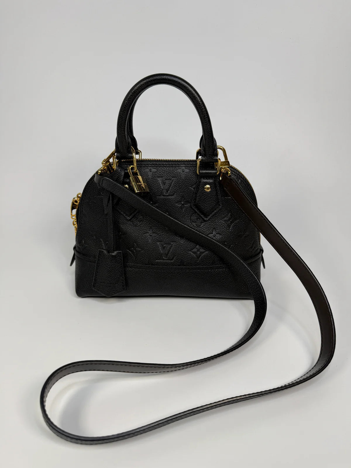 LOUIS VUITTON ALMA BB IN EMPREINTE BLACK MONOGRAM WITH GOLD HARDWARE