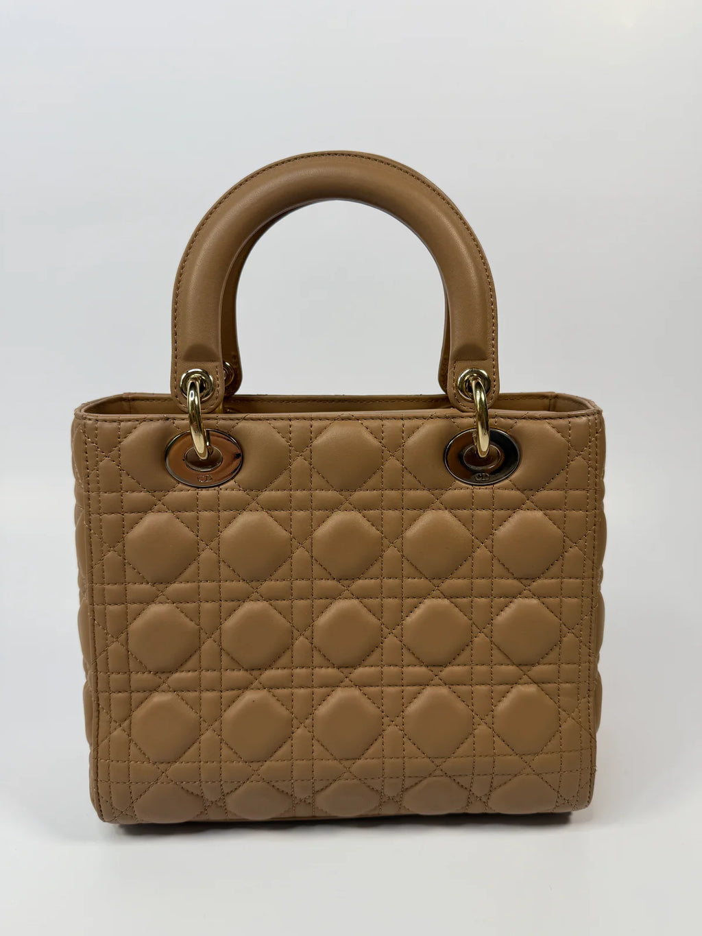 CHRISTIAN DIOR MEDIUM LADY DIOR BAG IN SAND WITH GOLD HARDWARE
