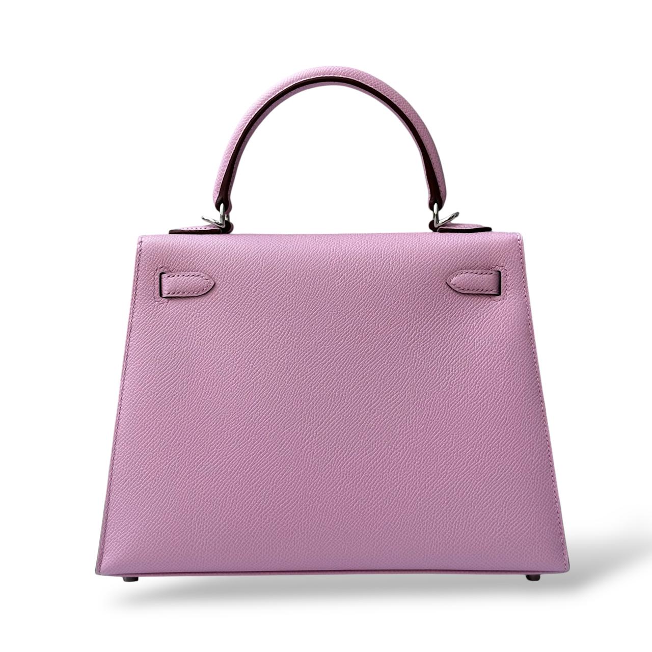 Hermes Kelly 25 Mauve Sylvestre Epsom PHW