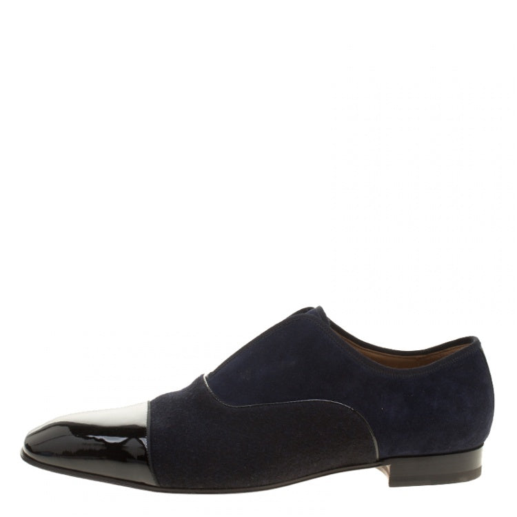 Christian Louboutin Two Tone Suede and Felt Alpha Male Slip On Oxford Loafers Size 43.5
