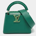 Louis Vuitton Capucines Mini Emeraude Taurillon Leather and Ostrich Top Handle Bag