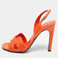 Hermès Holy Size 36.5 Orange Lizard Leather Slingback Sandals