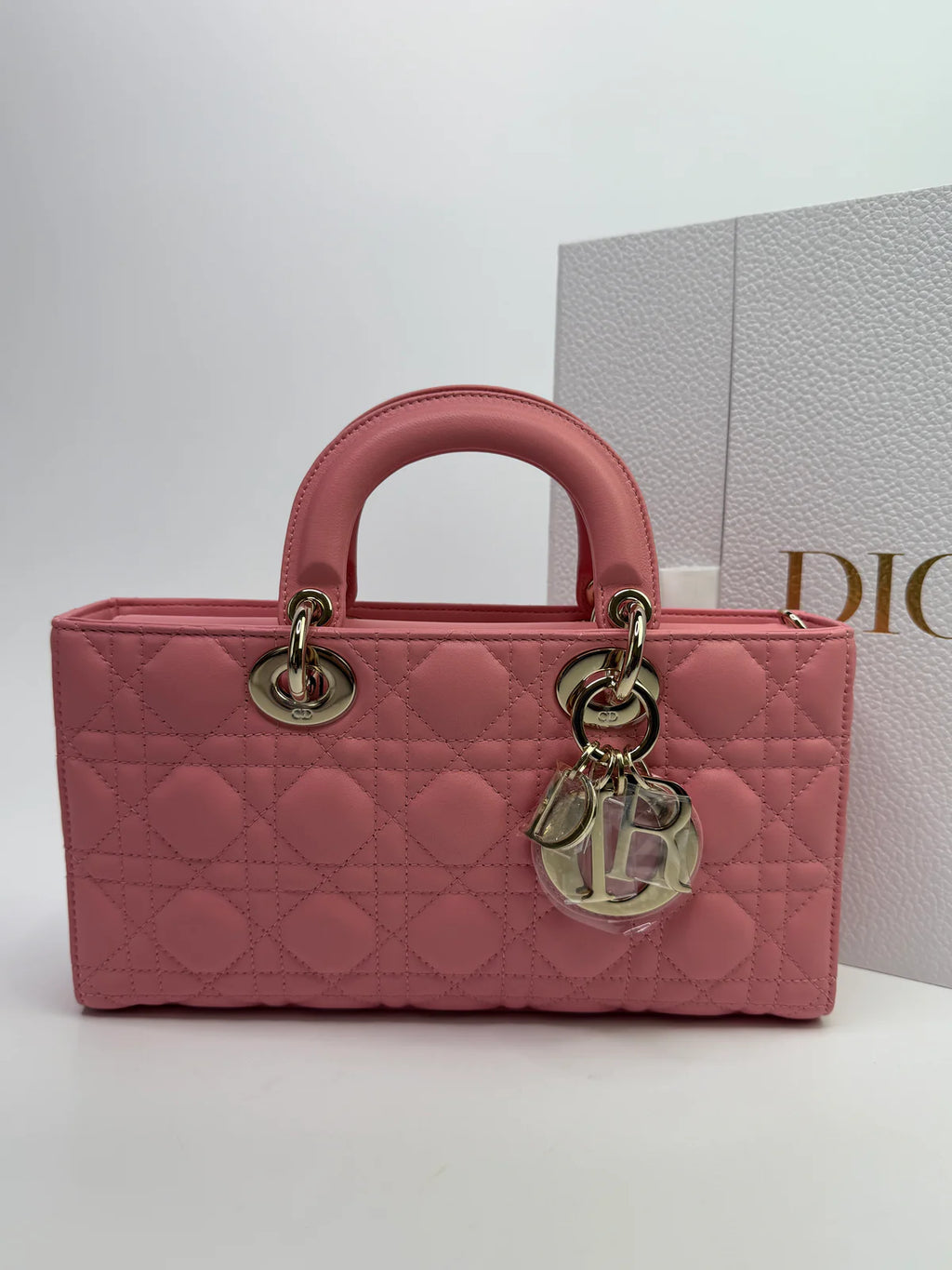 CHRISTIAN DIOR MEDIUM D-JOY IN PINK WITH PALE GOLD HARDWARE