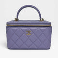 CHANEL MINI VANITY TOP HANDLE IN LILAC LAMBSKIN LEATHER WITH GOLD HARDWARE