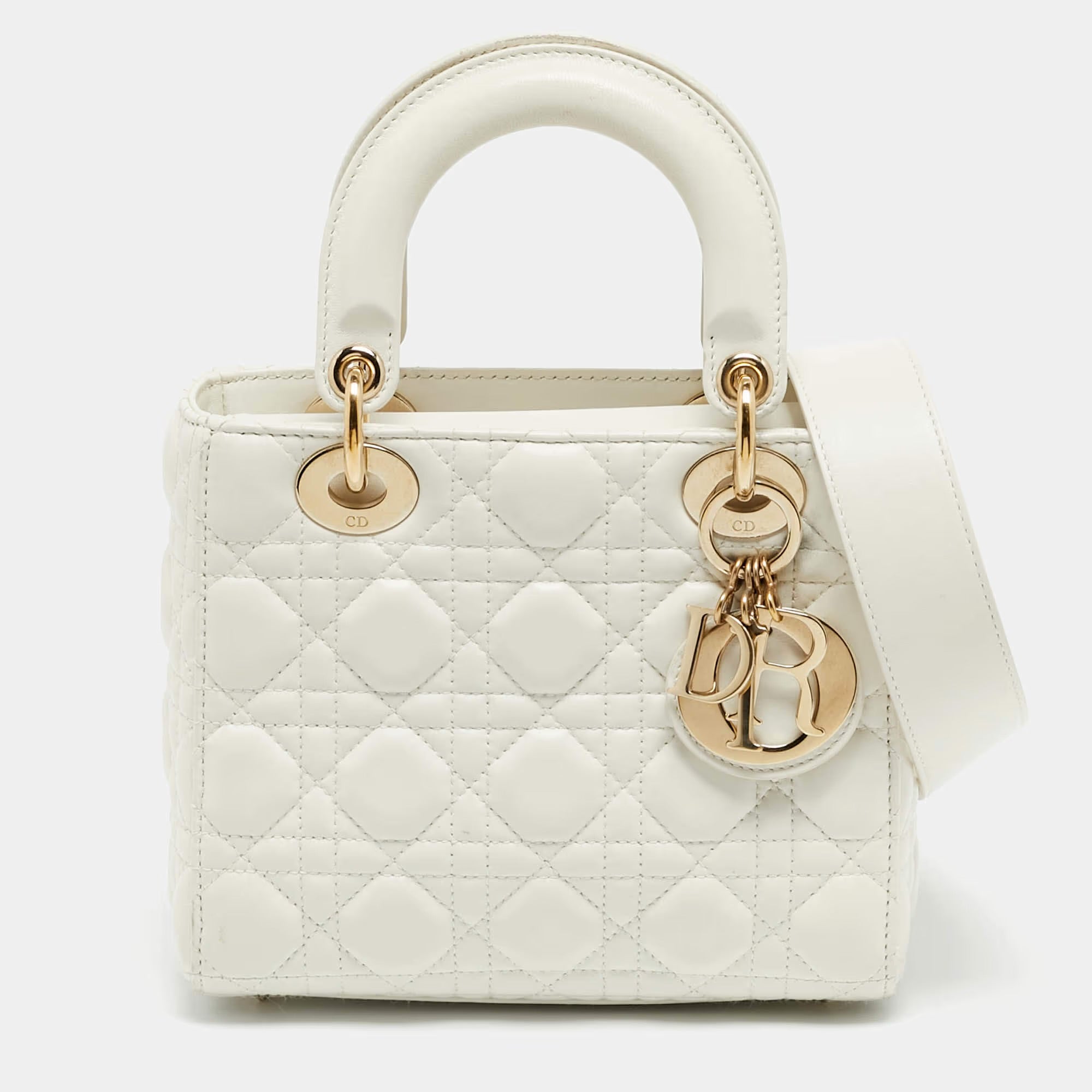 Dior Lady Dior My ABCDior Small White Cannage Leather Tote