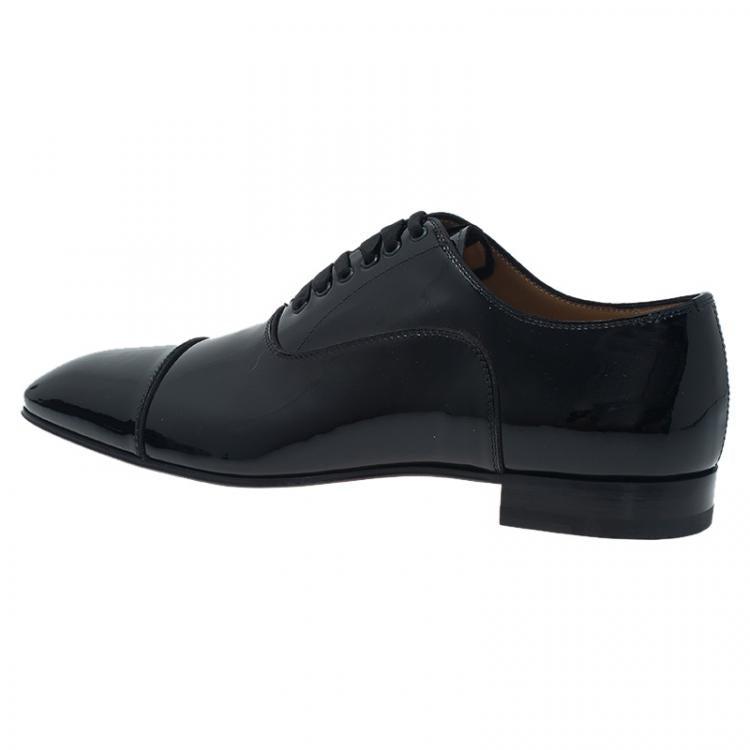 Christian Louboutin Black Patent Greggo Flat Oxfords Size 41