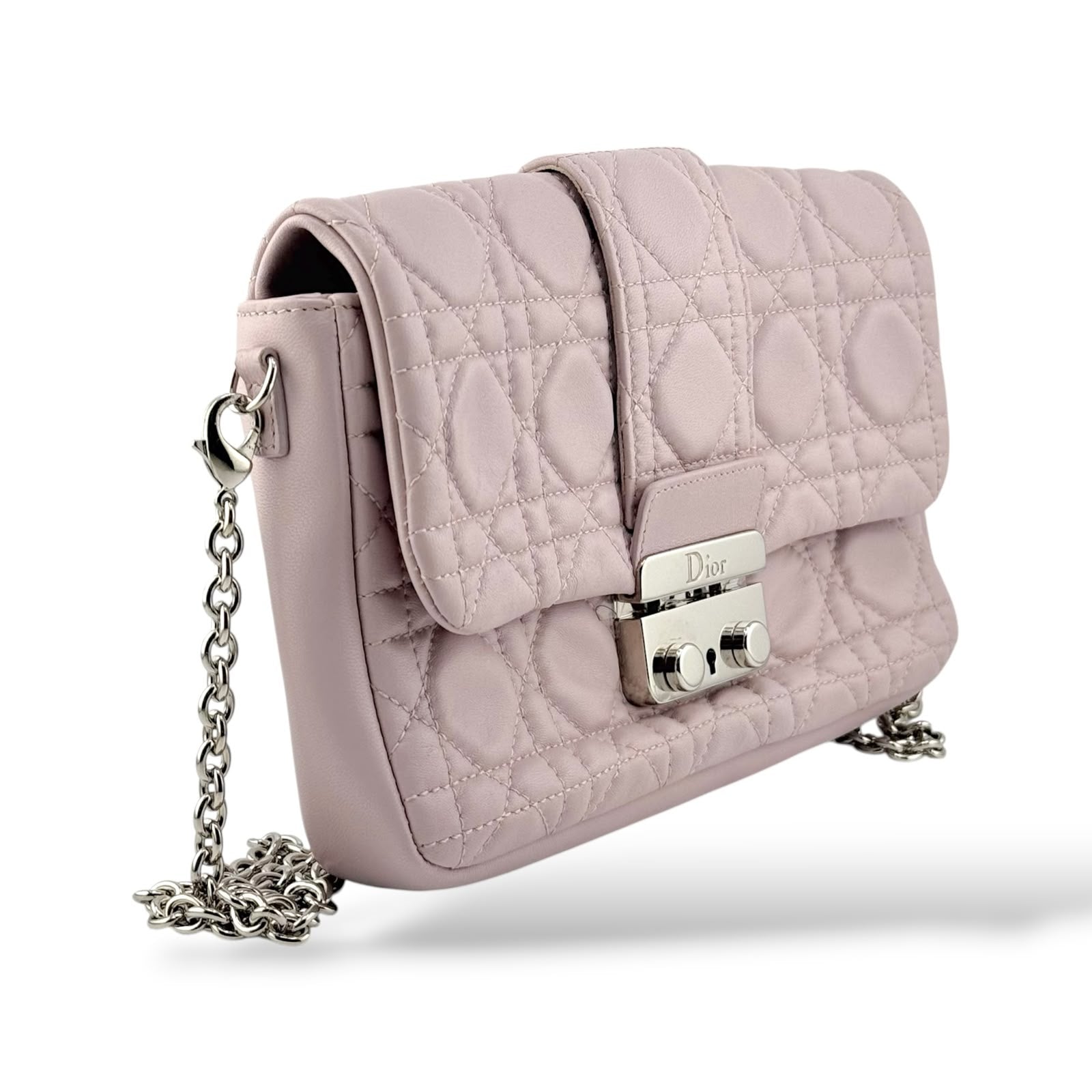 Christian Dior Light Pink Cannage Quilted Leather Miss Dior Promenade Crossbody Clutch Bag