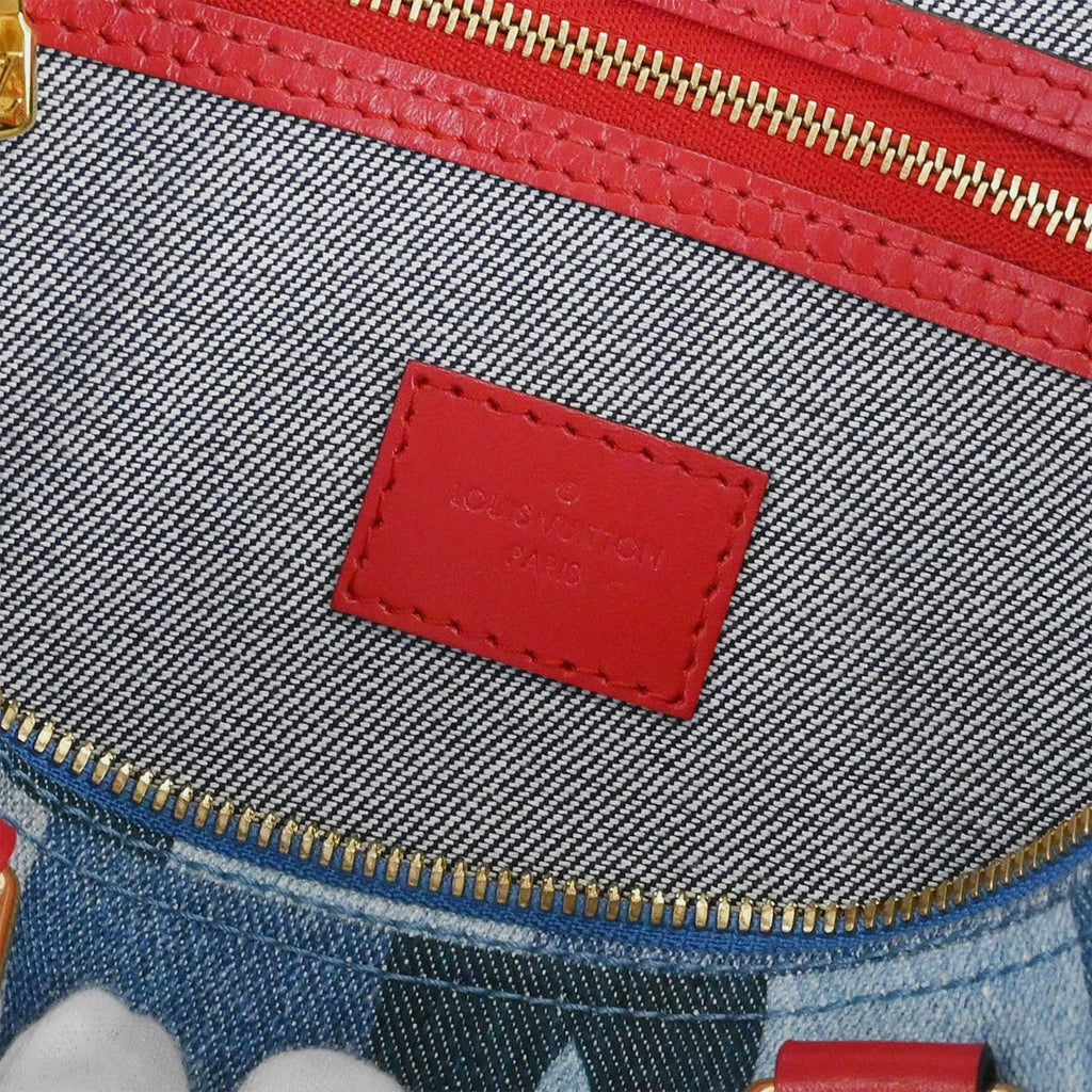 Louis Vuitton Speedy Bandouliere 30 Blue Denim Satchel Bag