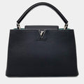 Louis Vuitton Black Leather Capucines MM
