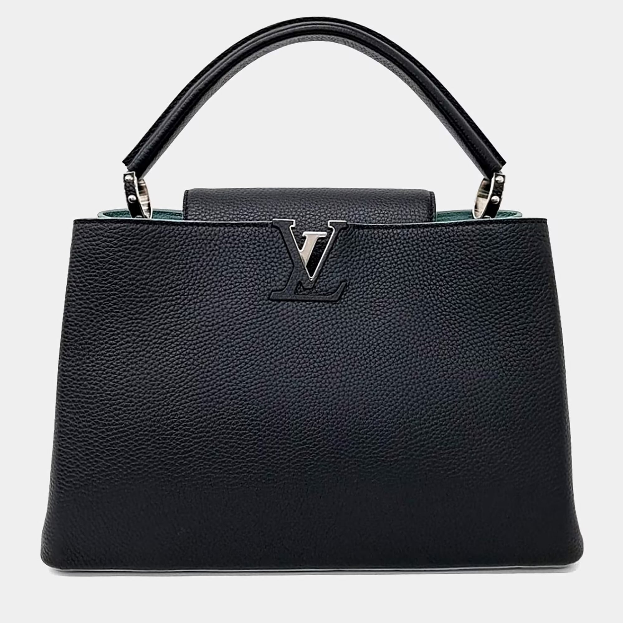 Louis Vuitton Black Leather Capucines MM