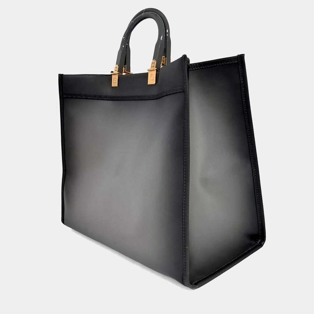 Fendi Grey Leather Sunshine Large