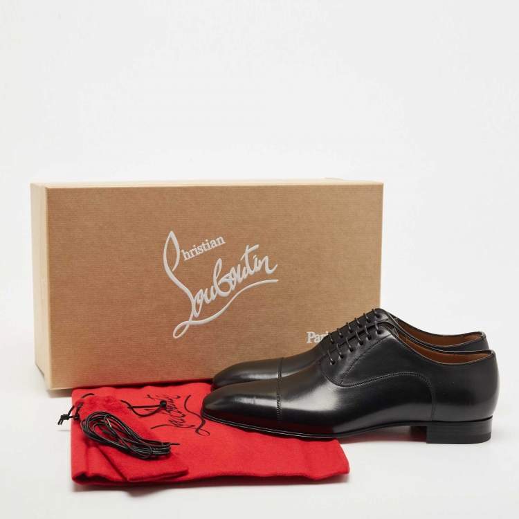 Christian Louboutin Black Leather Greggo Lace Up Oxfords Size 39.5