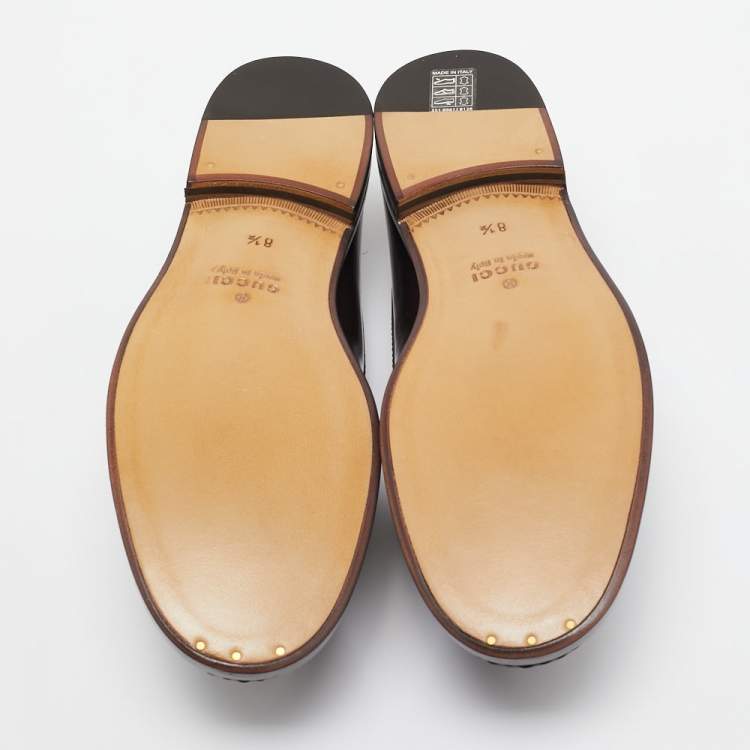 Gucci Brown Leather Horsebit Slip On Loafers Size 42.5