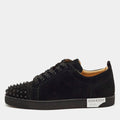 Christian Louboutin Louis Junior Spikes Size 44.5 Black Suede Low Top Sneakers