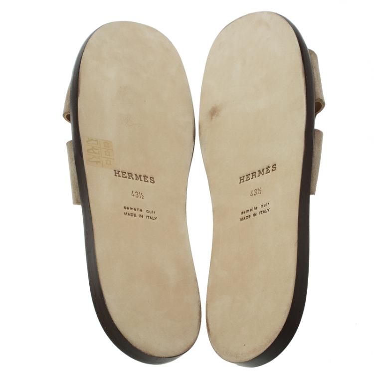Hermes Light Brown Suede Izmir Sandals Size 43.5