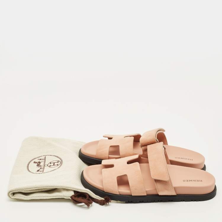 Hermes Chypre Size 36 Beige Suede Flat Sandals