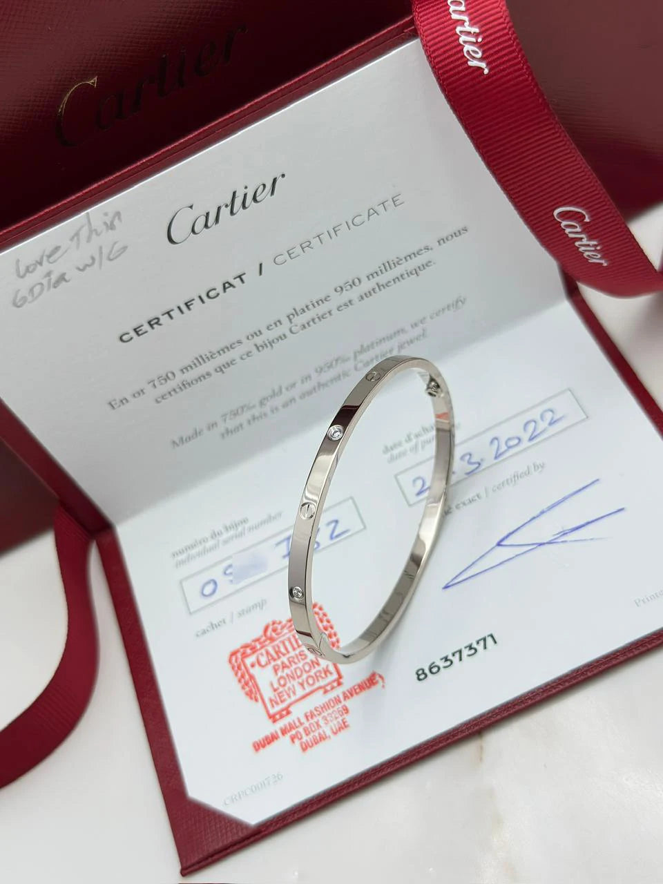 Cartier Love 6 Diamonds Bracelet Size 17