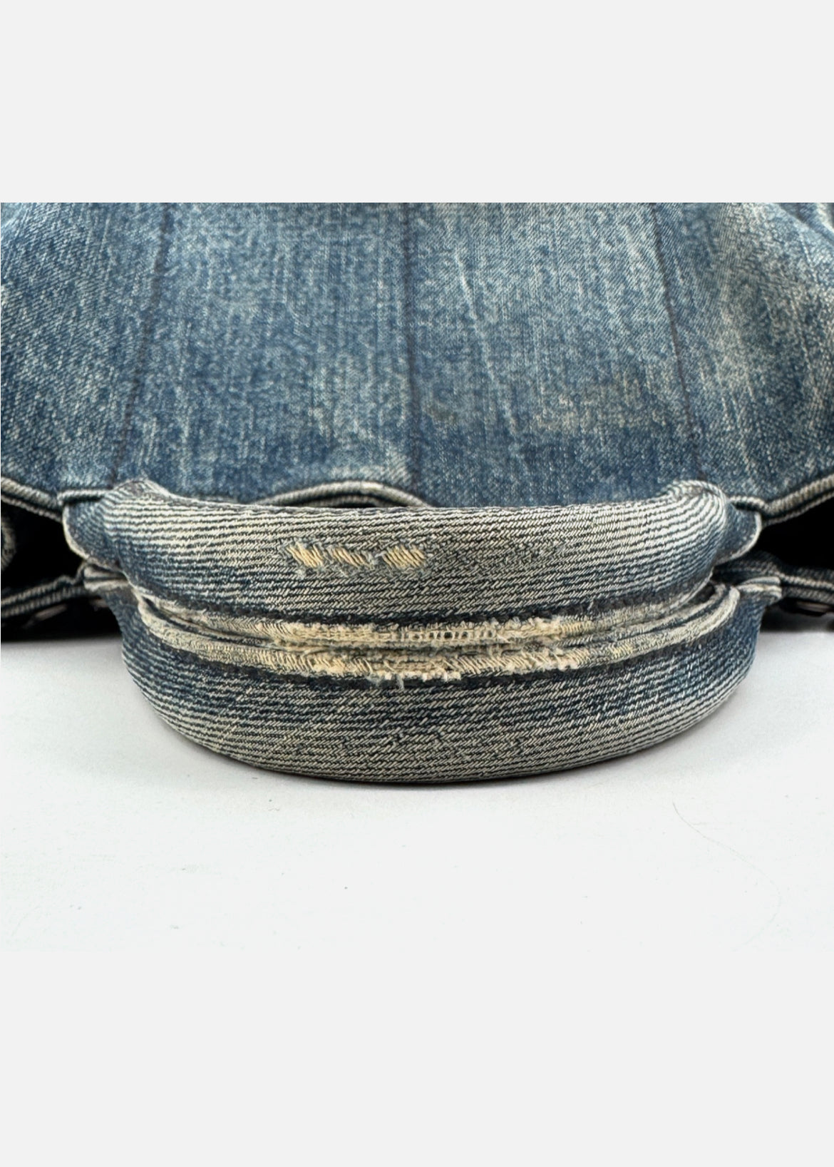 PRADA Canapa Tote Bag Bijoux Rhinestones Studs Denim Blue Bag
