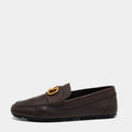 Valentino Dark Brown Leather VLogo Signature Loafers Size 44