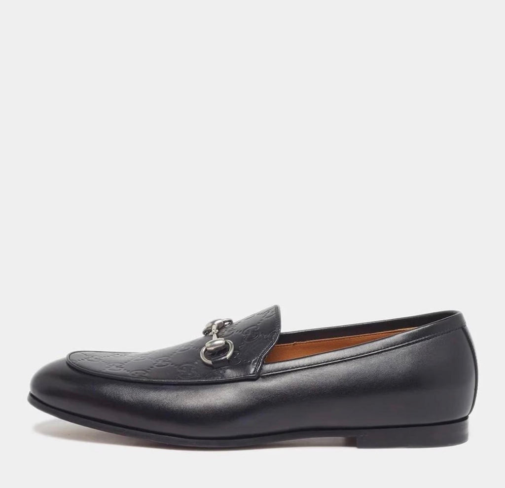 Gucci Jordy Size 43 Black Guccissima Leather Loafers
