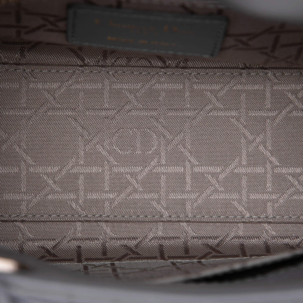 Dior Lady Dior My ABC Small Light Gray Lambskin Cannage Handbag