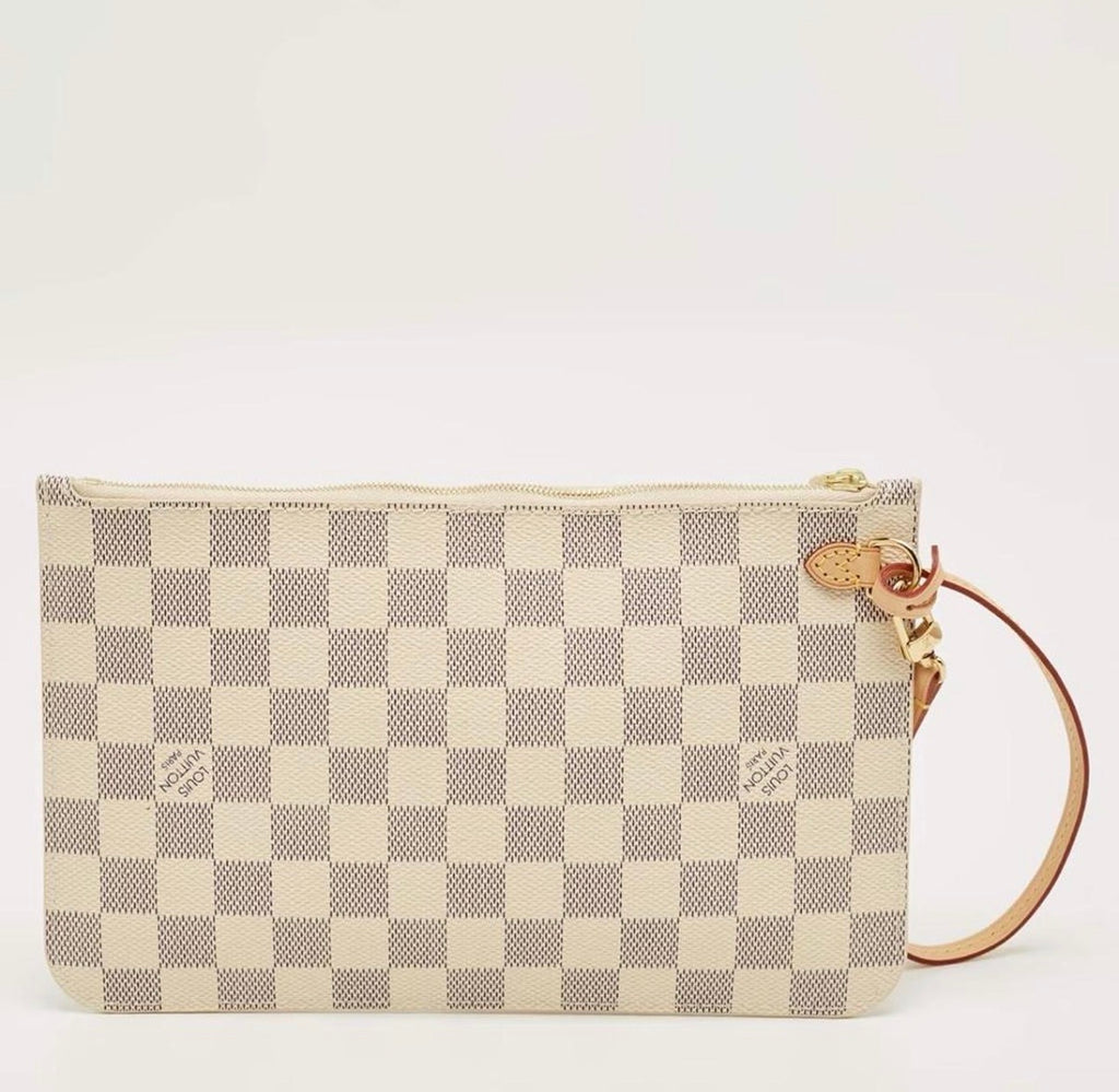Louis Vuitton Neverfull White Coated Canvas Wristlet