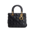 Christian Dior Black Cannage Lambskin Leather Medium Lady Dior Bag