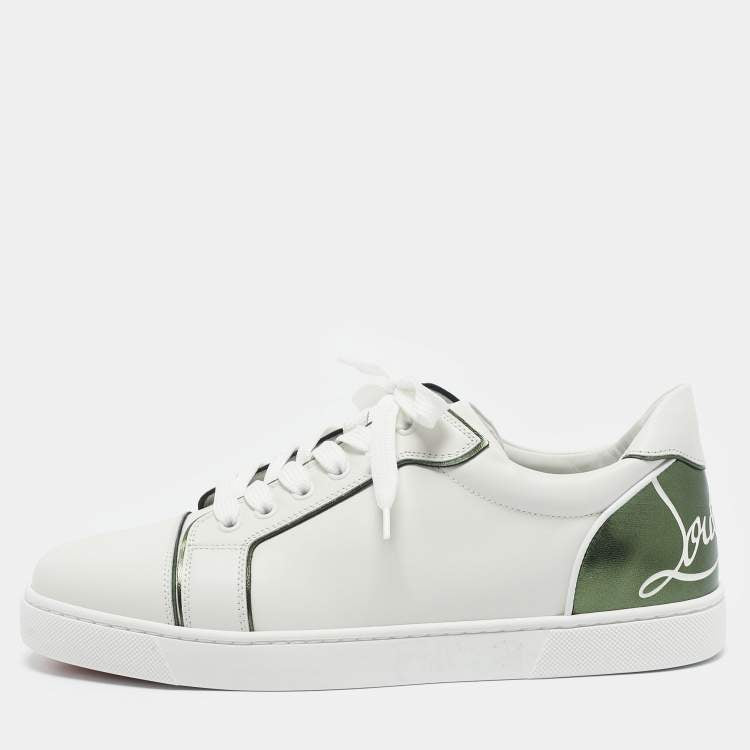 Christian Louboutin White/Green Leather Fun Vieira Sneakers Size 41