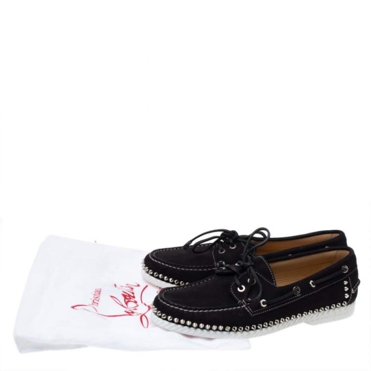 Christian Louboutin Black Suede Steckel Spike Boat Loafers Size 42