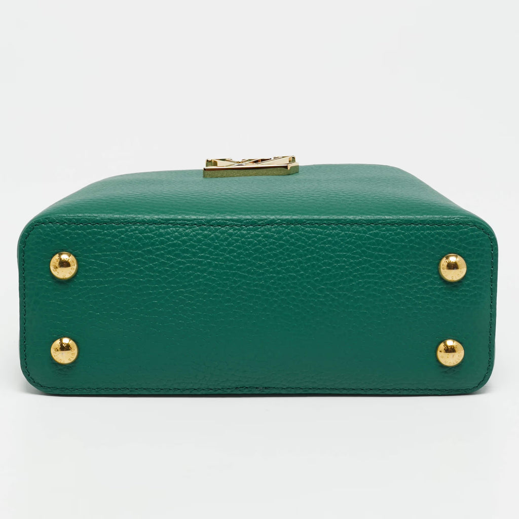 Louis Vuitton Capucines Mini Emeraude Taurillon Leather and Ostrich Top Handle Bag
