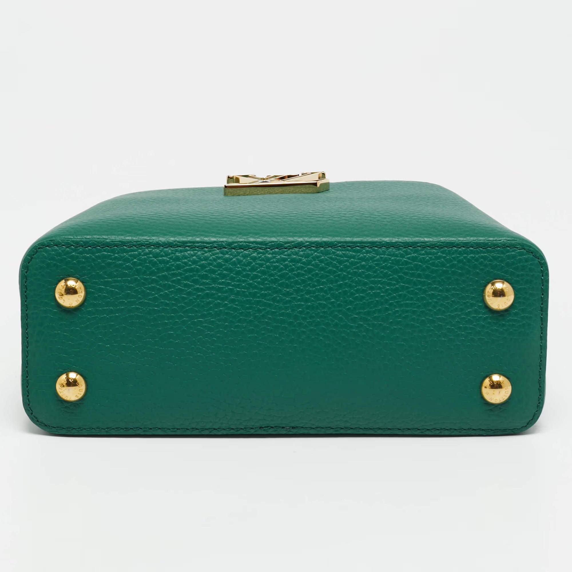 Louis Vuitton Capucines Mini Emeraude Taurillon Leather and Ostrich Top Handle Bag