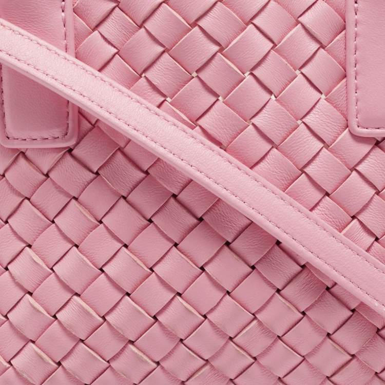 Bottega Veneta Cabat Mini Pink Intrecciato Leather Tote