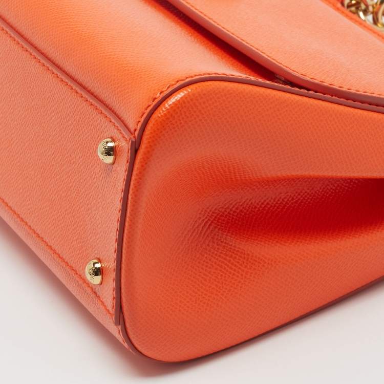 Dolce & Gabbana Miss Sicily Medium Orange Leather Top Handle Bag