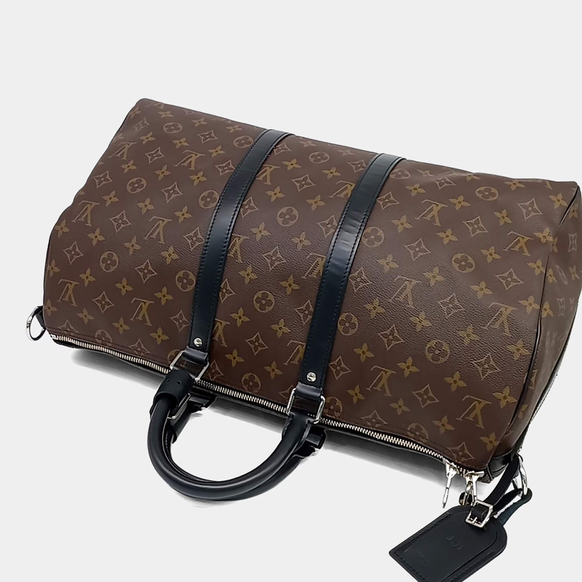 Louis Vuitton Brown PVC Macassar Bandouliere Keepall 45
