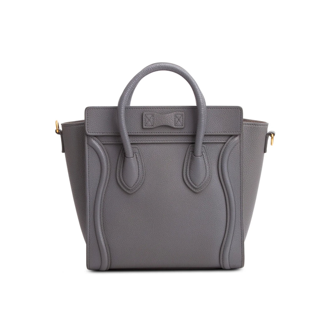 Celine Grey Calfskin Leather Nano Luggage Tote