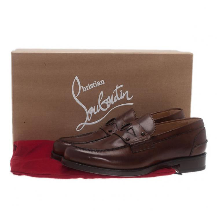 Christian Louboutin Brown Leather De Sailly Loafers Size 41