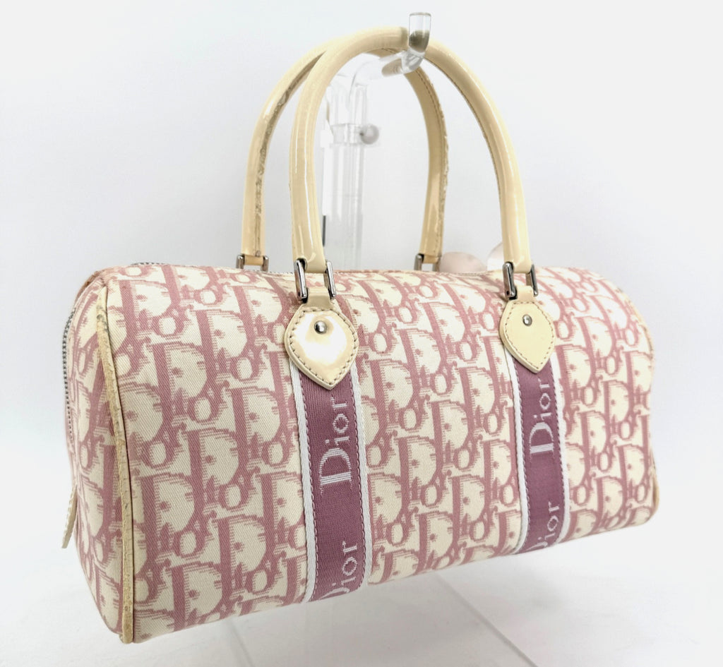 DIOR Pink Trotter Hand Mini Boston Bag Canvas Leather