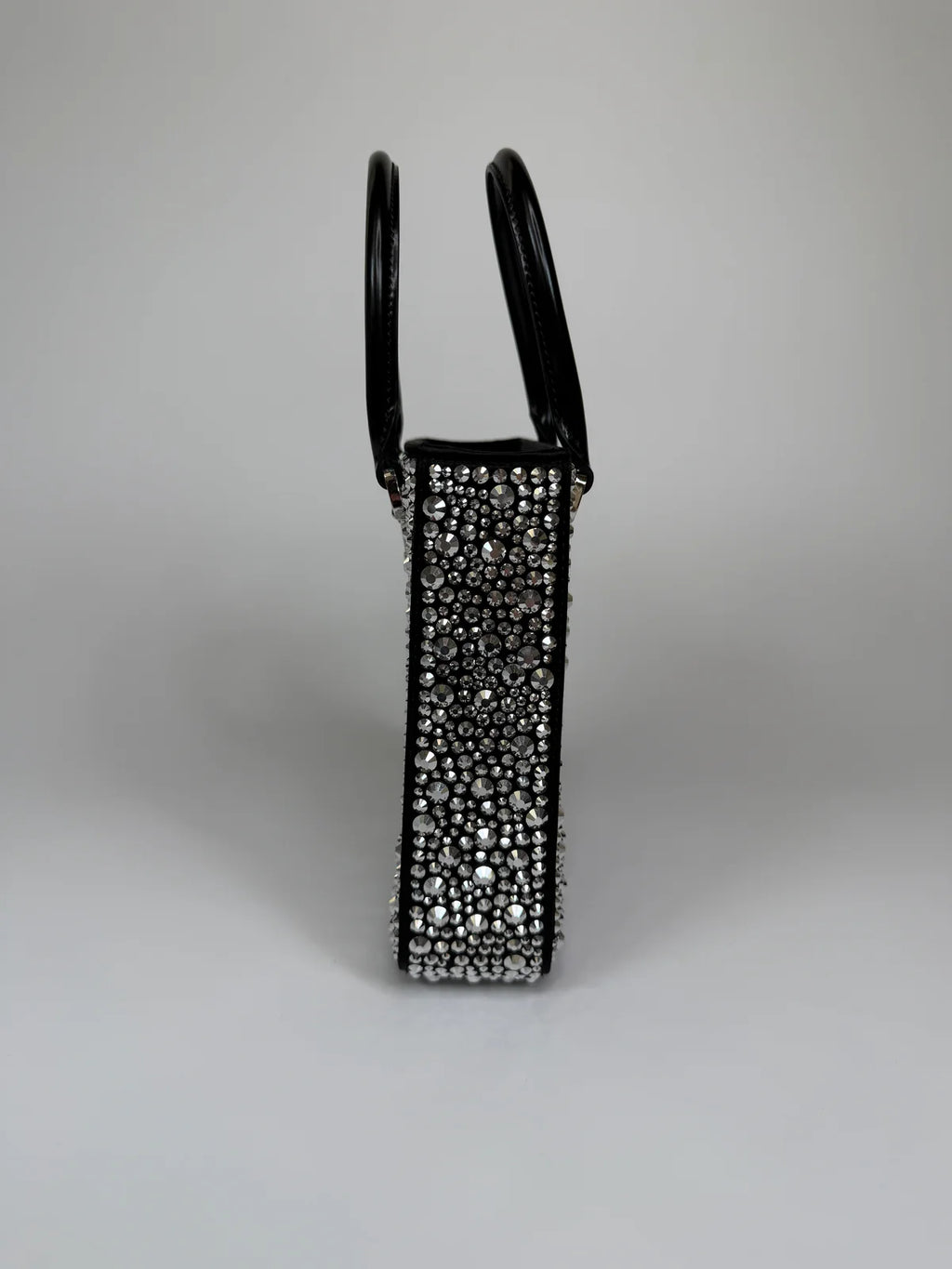 PRADA METAL PANIER SMALL BLACK SATIN CRYSTAL TOTE