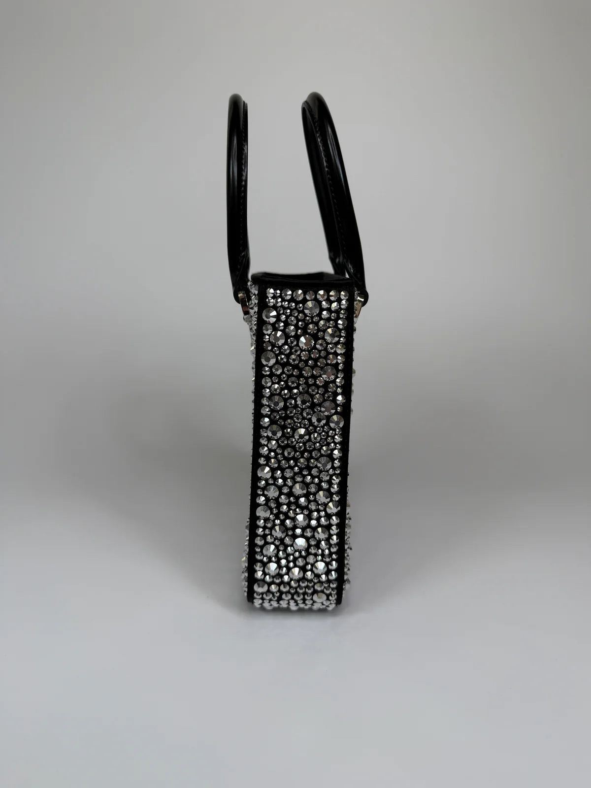 PRADA METAL PANIER SMALL BLACK SATIN CRYSTAL TOTE