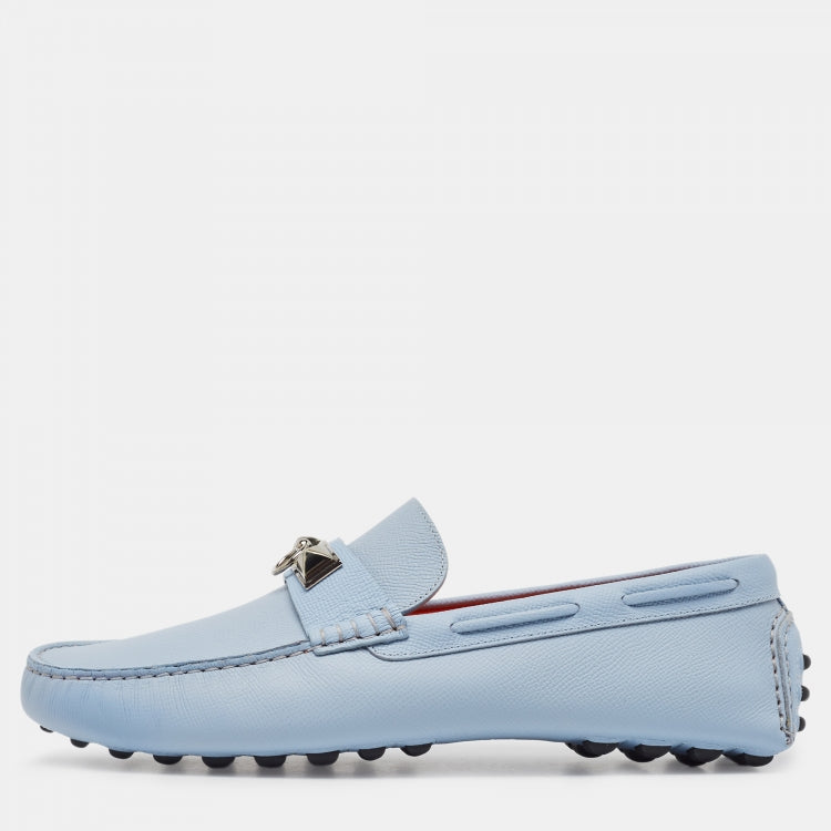 Hermès Blue Leather Irving Loafers Size 43.5