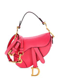 Christian Dior Saddle Handbag with Strap Leather Micro